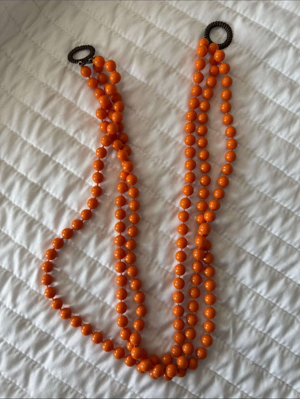 Vintage Orange Beaded Multi-Strand Curtain Tieback set of two